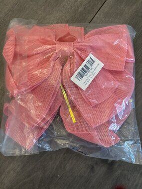 Burlap bows for wreaths/decor. Pink. NEW 2 pack 20x10"
